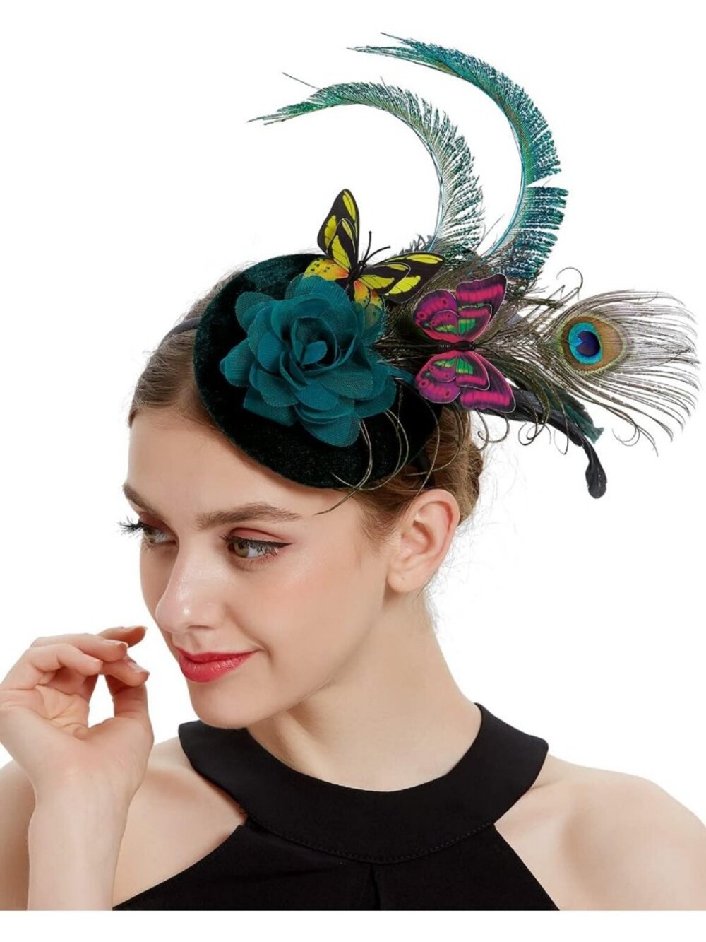 Elegant Peacock Feather Fascinator Hat | Vintage Tea Party & Derby Headpiece